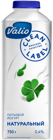 Йогурт питьевой Valio без наполнителя Clean Label®, обезжиренный, 750 г