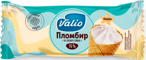 Мороженое пломбир с ароматом ванили в вафельном сахарном рожке с молочным шоколадом Valio, 90 г