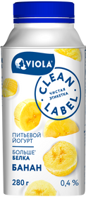 Йогурт питьевой Viola с бананом Clean Label®, 0.4 %, 280 г