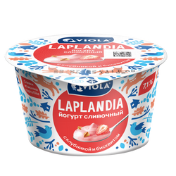 Йогурт «Сливочный» Viola Laplandia с клубникой и кусочками печенья 7%,180 г