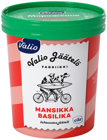 Мороженое сливочное ванильное с наполнителем «Клубника и базилик» Valio