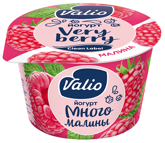 Йогурт Valio с малиной Clean Label®, 2.6 %, 180 г