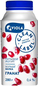 Йогурт питьевой Viola с гранатом Clean Label®, 0.4 %, 280 г