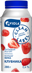 Йогурт питьевой Viola с клубникой Clean Label®, 0.4 %, 280 г