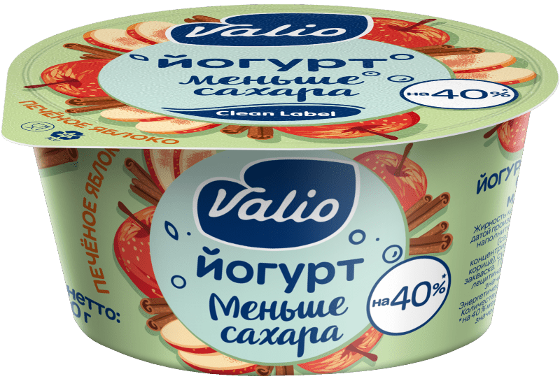 Йогурт Valio «Печеное яблоко» с яблоком и корицей Clean Label®, 2.9 %, 120 г