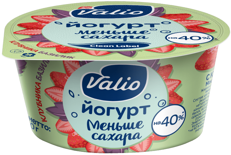 Йогурт Valio с клубникой и базиликом Clean Label®, 2.9 %, 120 г
