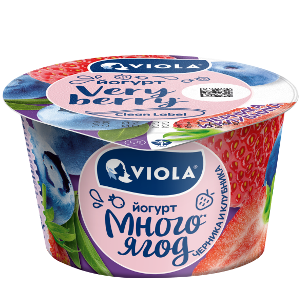 Йогурт Viola Clean Label® с черникой и клубникой, 2.6 %, 180 г
