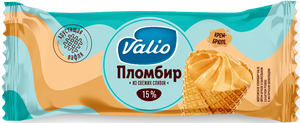 Мороженое пломбир крем-брюле в вафельном сахарном рожке с молочным шоколадом Valio, 90 г